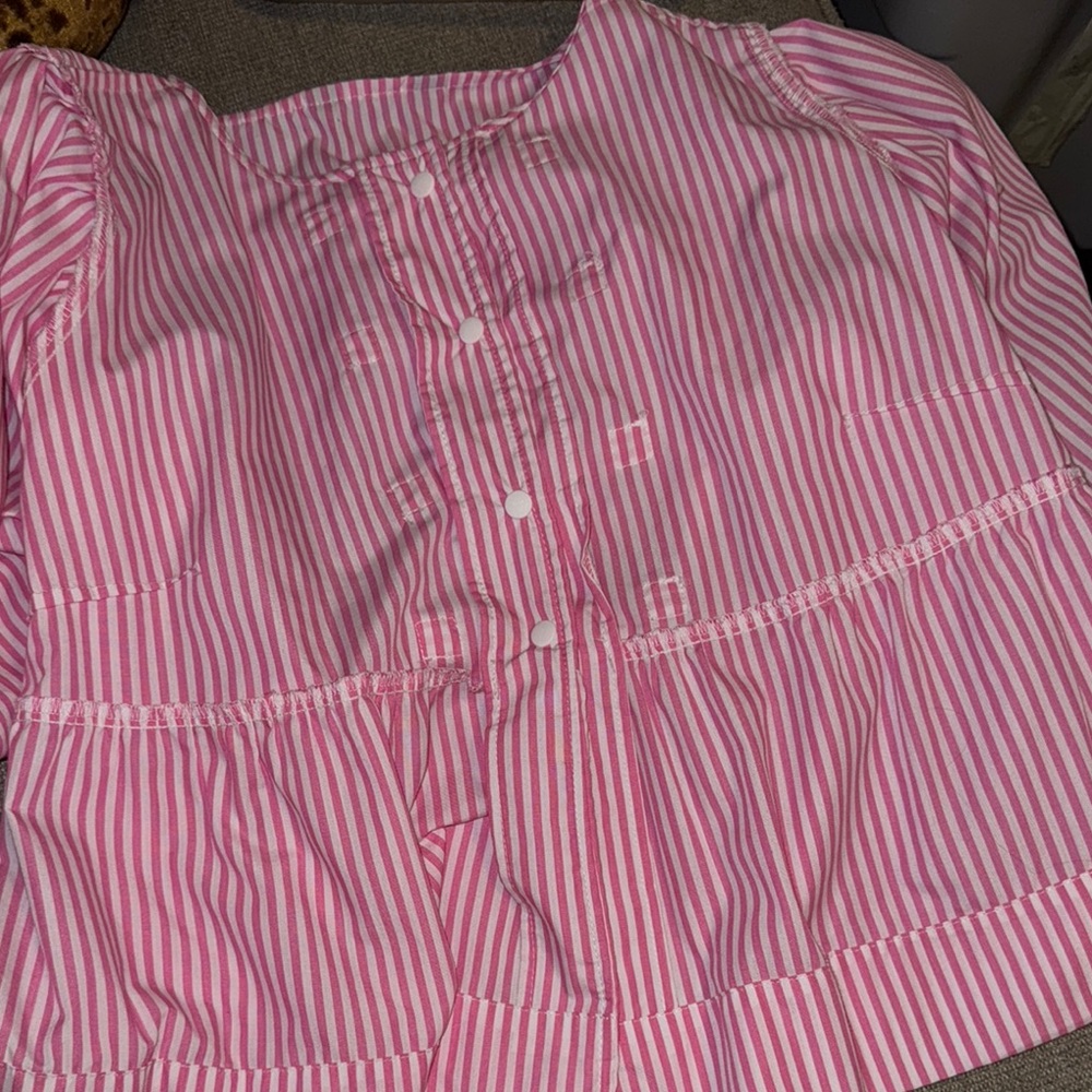 Velvet Heart Pink & White Striped Bow Blouse Size Large - Picture 13 of 13
